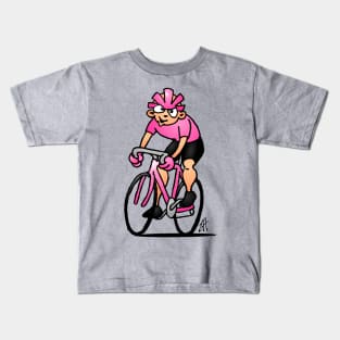 Cyclist wearing the Maglia Rosa Kids T-Shirt